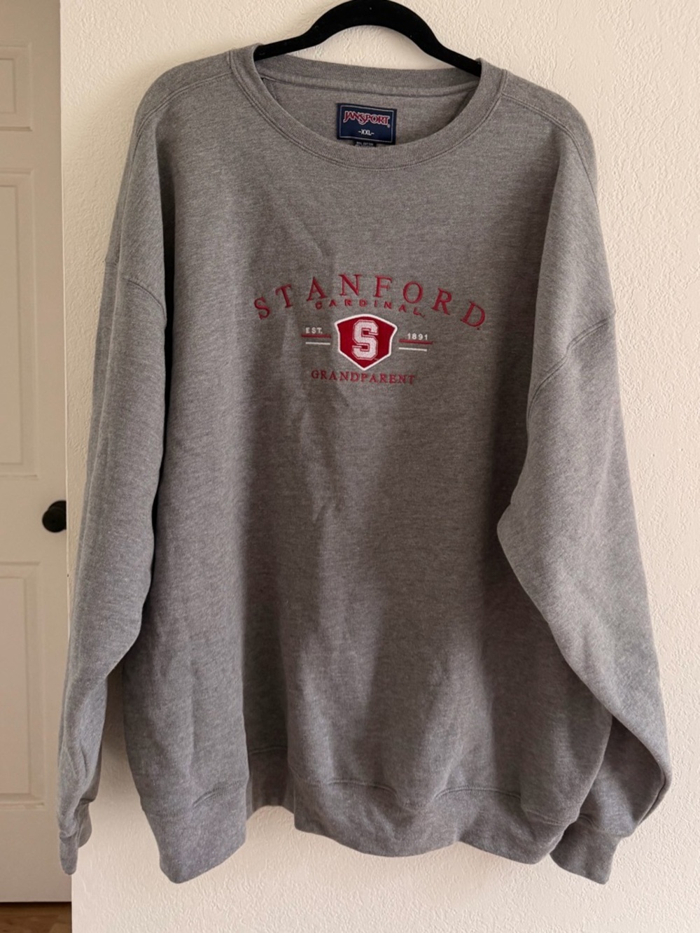Jansport Grey Crewneck Sweatshirt with Maroon Stanford Crest